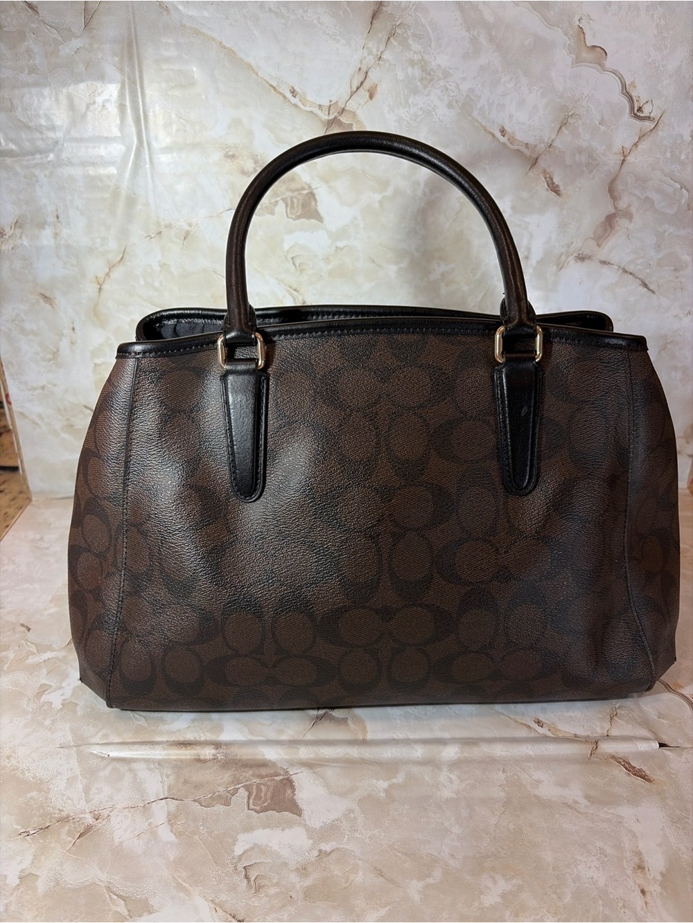Coach F53310 Ava Signature Carryall Satchel Brown Leather Tote Bag - Picture 5 of 9